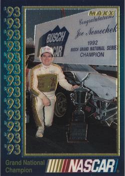 1993 Maxx Premier Plus #176 Joe Nemechek Busch Champ Front
