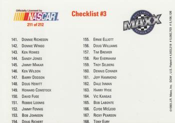 1993 Maxx Premier Plus #211 Checklist #3 Back