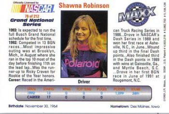 1993 Maxx Premier Plus #78 Shawna Robinson Back