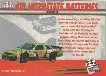 1993 Press Pass Previews #27 #18 Interstate Batteries Chevrolet Back