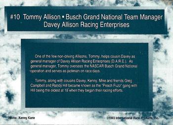 1993 Traks #10 Tommy Allison Back