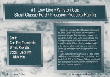 1993 Traks #1 Rick Mast's Car Back