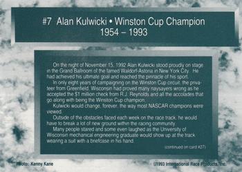 1993 Traks #7 Alan Kulwicki Back