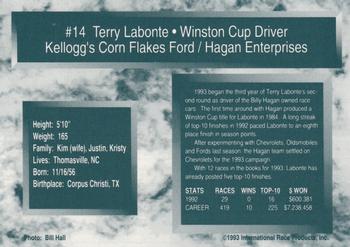 1993 Traks #14 Terry Labonte Back