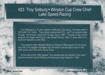 1993 Traks #23 Troy Selberg Back