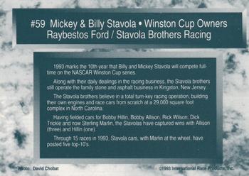1993 Traks #59 Bill Stavola / Mickey Stavola Back