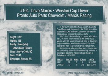 1993 Traks #104 Dave Marcis Back