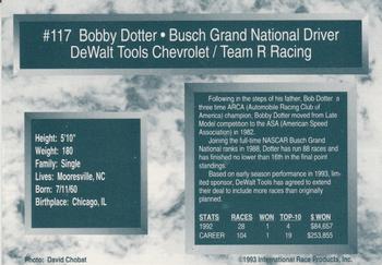 1993 Traks #117 Bobby Dotter's Car Back