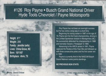 1993 Traks #126 Roy Payne Back