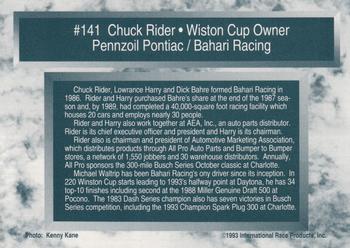 1993 Traks #141 Chuck Rider Back