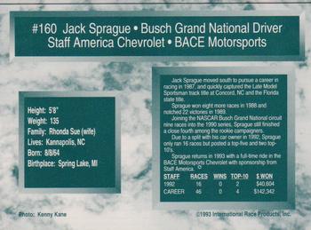 1993 Traks #160 Jack Sprague Back