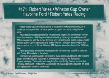 1993 Traks #171 Robert Yates Back