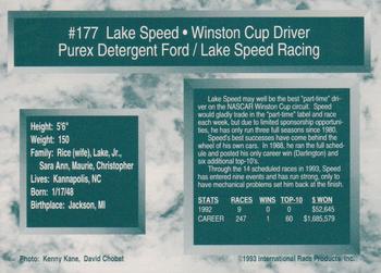 1993 Traks #177 Lake Speed Back
