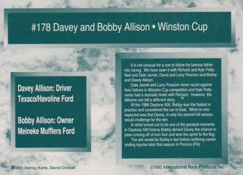 1993 Traks #178 Davey Allison / Bobby Allison Back