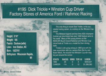 1993 Traks #195 Dick Trickle Back