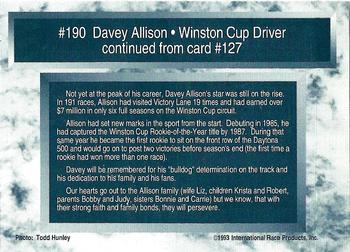 1993 Traks #190 Davey Allison Back