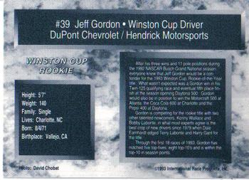 1993 Traks #39 Jeff Gordon Back