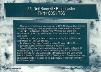 1993 Traks #5 Neil Bonnett Back