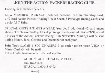 1994 Action Packed #NNO Action Packed Racing Club Front