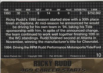 1994 Action Packed #10 Ricky Rudd Back