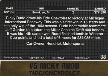 1994 Action Packed #38 Ricky Rudd Back