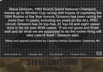 1994 Action Packed #53 Steve Grissom Back