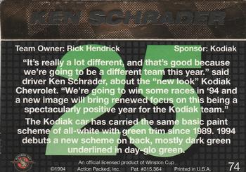 1994 Action Packed #74 Ken Schrader Back