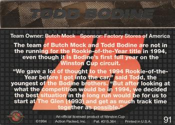 1994 Action Packed #91 Todd Bodine Back