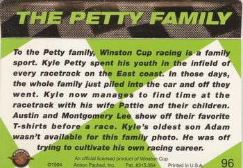 1994 Action Packed #96 Kyle Petty w/ Family Back
