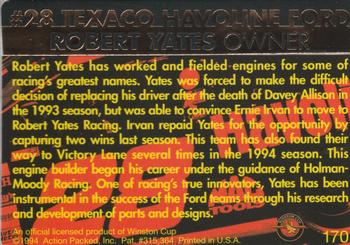 1994 Action Packed #170 Robert Yates Back