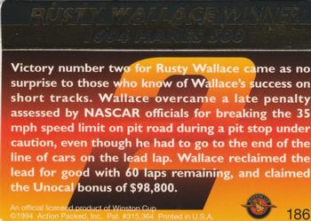 1994 Action Packed #186 Rusty Wallace Back