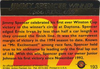 1994 Action Packed #193 Jimmy Spencer Back