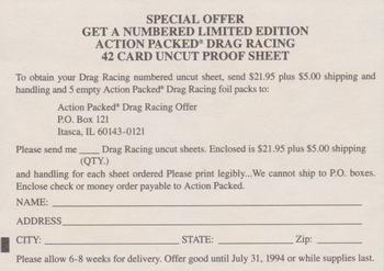 1994 Action Packed #NNO Special Offer Drag Racing Front
