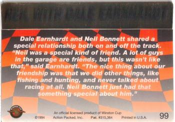 1994 Action Packed #99 Dale Earnhardt / Neil Bonnett Back