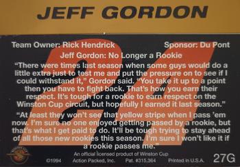 1994 Action Packed - 24K Gold #27G Jeff Gordon Back