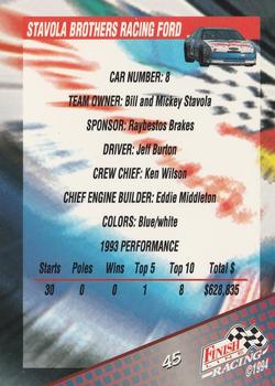 1994 Finish Line #45 Jeff Burton's Car Back