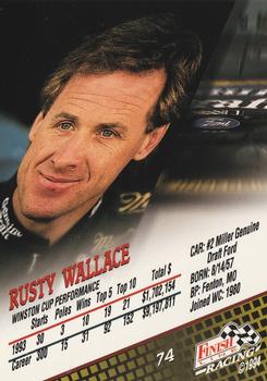 1994 Finish Line #74 Rusty Wallace Back