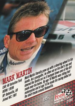 1994 Finish Line #85 Mark Martin Back