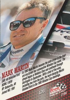 1994 Finish Line #126 Mark Martin Back