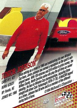 1994 Finish Line #49 Junior Johnson Back