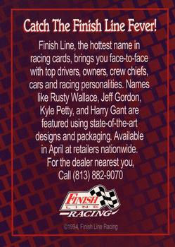 1994 Finish Line #NNO The All New 1994 Finish Line Racing Cards Back