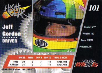 1994 Wheels High Gear #101 Jeff Gordon Back