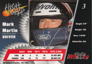 1994 Wheels High Gear #3 Mark Martin Back