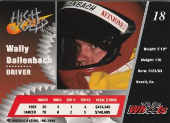 1994 Wheels High Gear #18 Wally Dallenbach Back