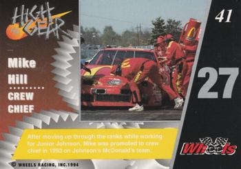 1994 Wheels High Gear #41 Mike Hill Back