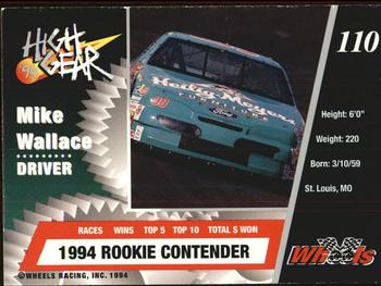 1994 Wheels High Gear #110 Mike Wallace Back