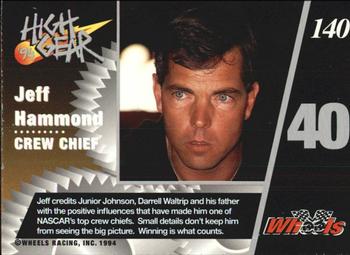 1994 Wheels High Gear #140 Jeff Hammond Back