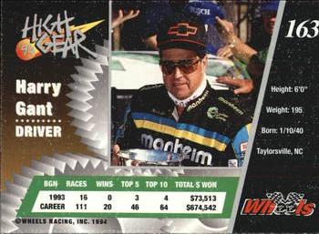 1994 Wheels High Gear #163 Harry Gant Back