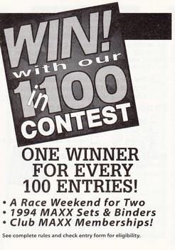 1994 Maxx #NNO Win with our 1 in 100 Contest Front