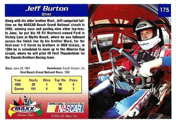 1994 Maxx #175 Jeff Burton Back